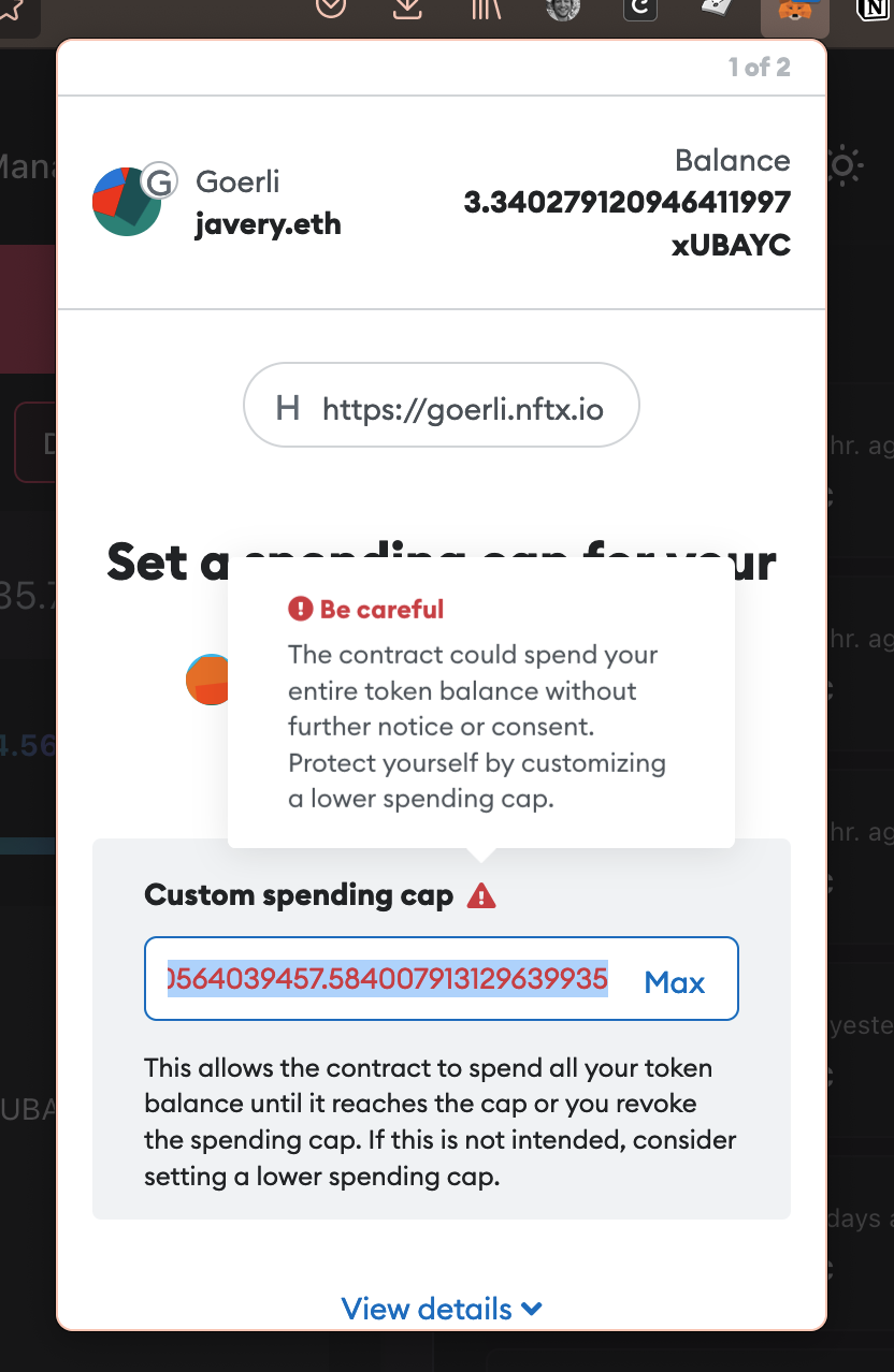 How to choose Metamask Custom Spending Cap